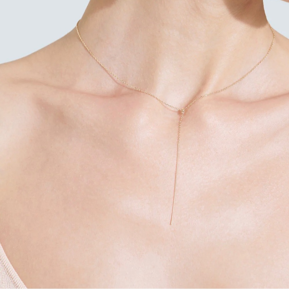 Aurate 14k gold lariat necklace